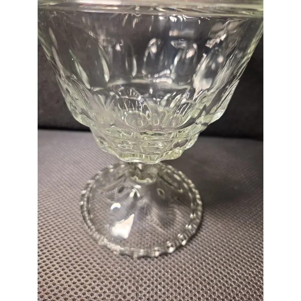 Vintage Hazel-Atlas Compote Candy Dish with Lid Thumbprint Reflection Pattern